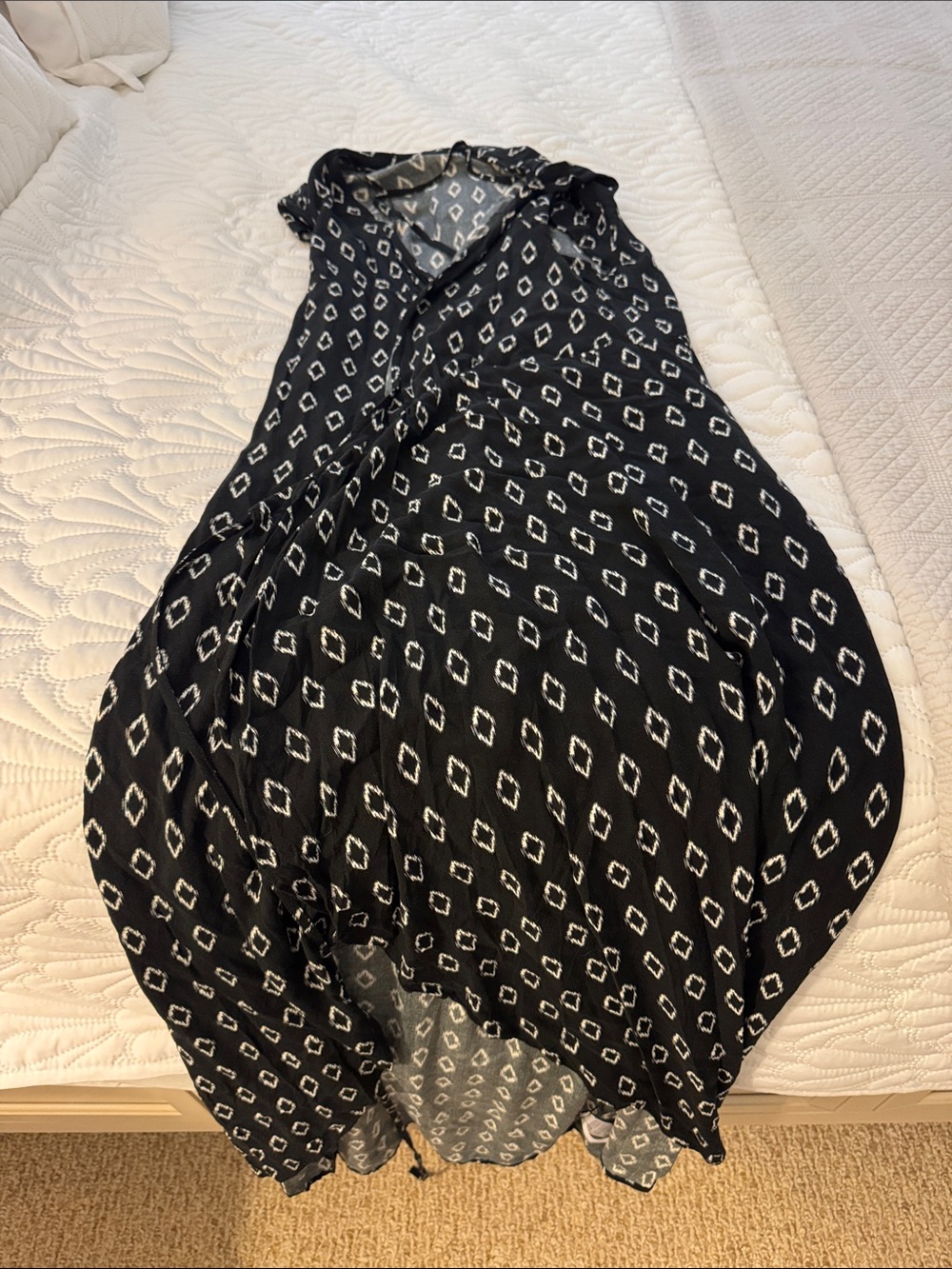 Seraphine Navy and White Ikat Print Dress